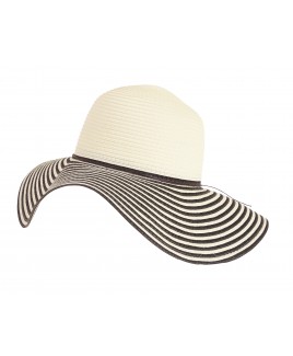 Ladies Wide Brim Stripy Sun Hat